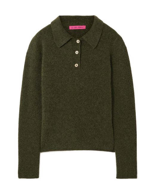 The Elder Statesman Green Cashmere Polo Shirt