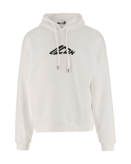 DSquared² White Logo Printed Drawstring Hoodie for men