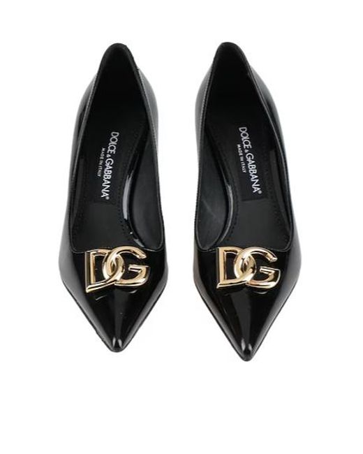 Dolce & Gabbana Black Pointedtoe Patentleather Highheels