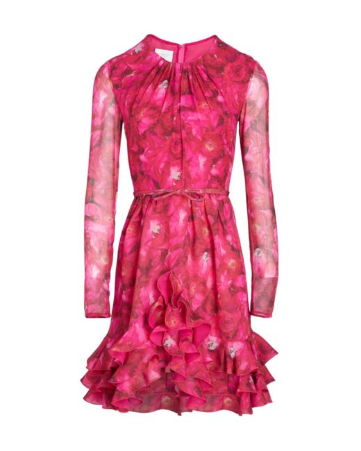 Giambattista Valli Pink Rose Mania-Print Silk-Georgette Dress