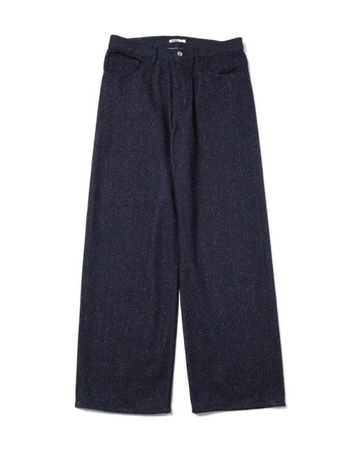 Auralee Blue Wide-Leg Casual Trousers for men
