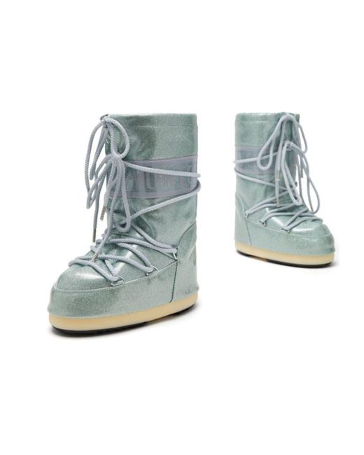 Moon Boot Blue Laced Boots