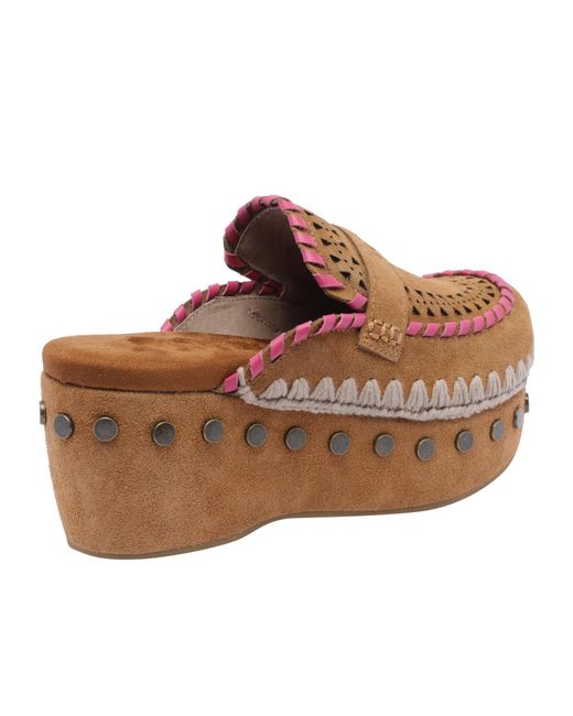 Mou Brown Slip-On Clog Mules
