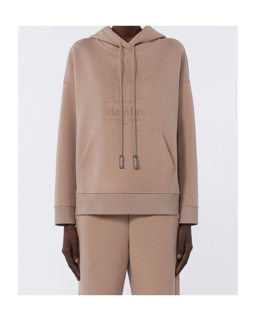 Max Mara Brown 'S Andrea Logo Embroidered Drawstring Hoodie