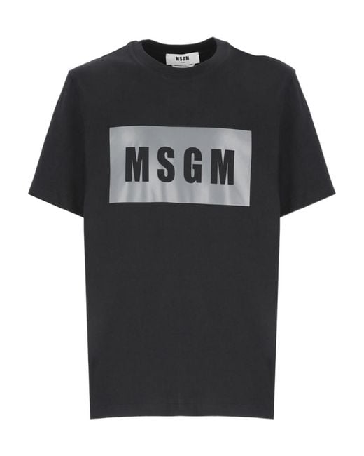 MSGM Black Front Logo T-Shirt for men