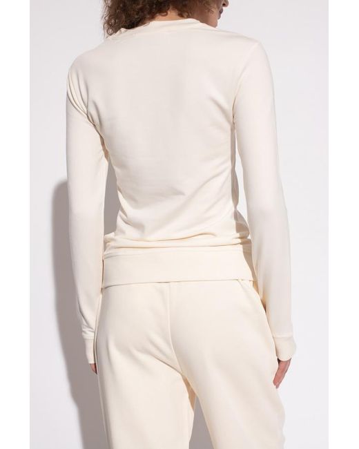 Moschino White Logo-Print Slim Fit Sweatshirt