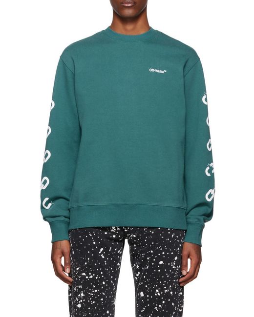 Off-White c/o Virgil Abloh Blue Chain Arrows Print Crew Neck Sweatshirt for men