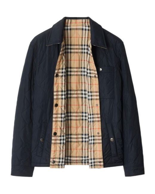 Burberry Blue Reversible Quilted Overshirt for men