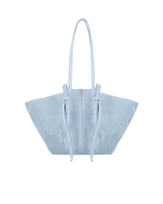 Yuzefi Blue Large Mochi Suede Shoulder Bag