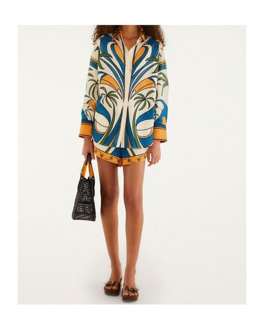 Farm Rio Multicolor Tropical Graphic Drawstring Pockets Shorts