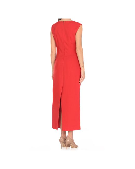 MSGM Red Ruched Slim Fit Dress