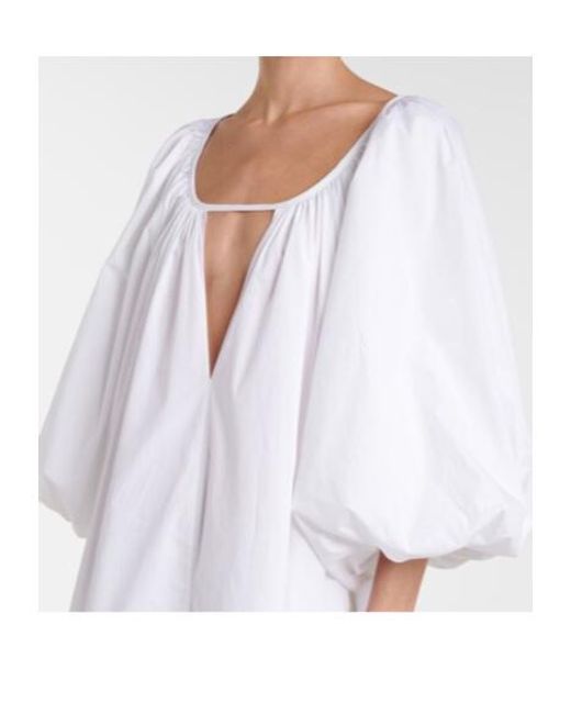 Adriana Degreas White Puff-Sleeve Maxi Dress