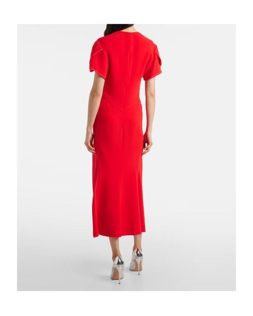 Victoria Beckham Red Cady Maxi Dress