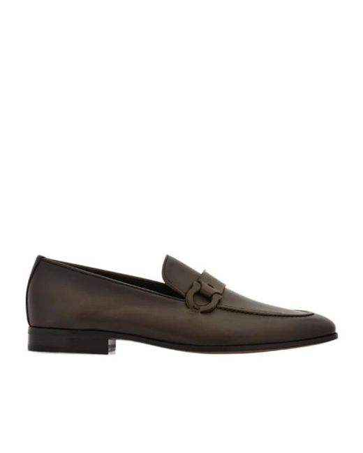 Ferragamo Brown Ferragamo Gancini Slip-On Loafers for men