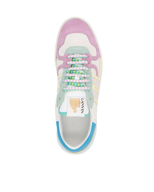 Lanvin Blue Low-Side Lacing Leather Sneakers for men