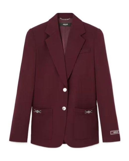 Versace Purple Single-Breasted Tailored Blazer