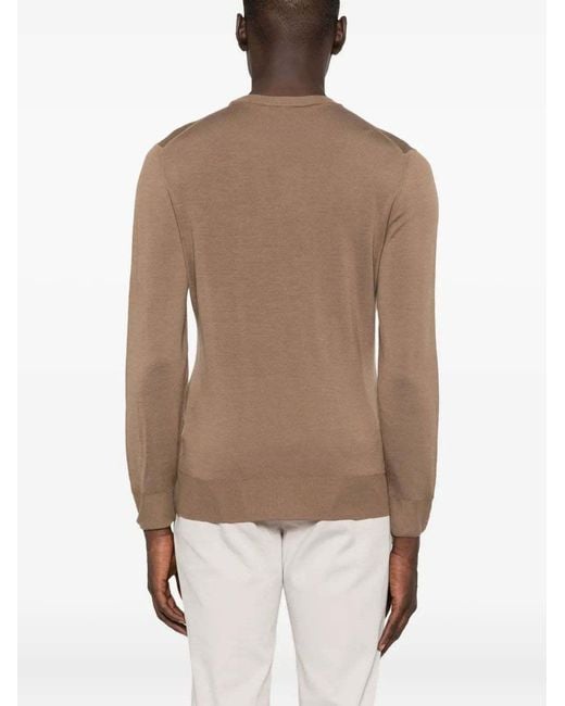 Canali Brown Crew-Neck Pullover for men