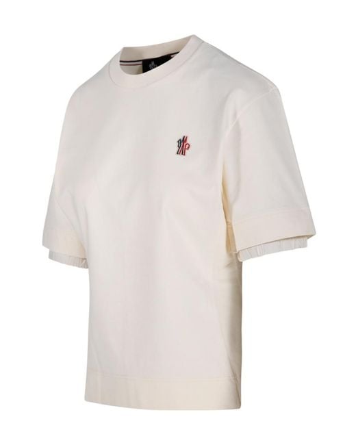 Moncler White Grenoble Logo Patch Crewneck T-Shirt