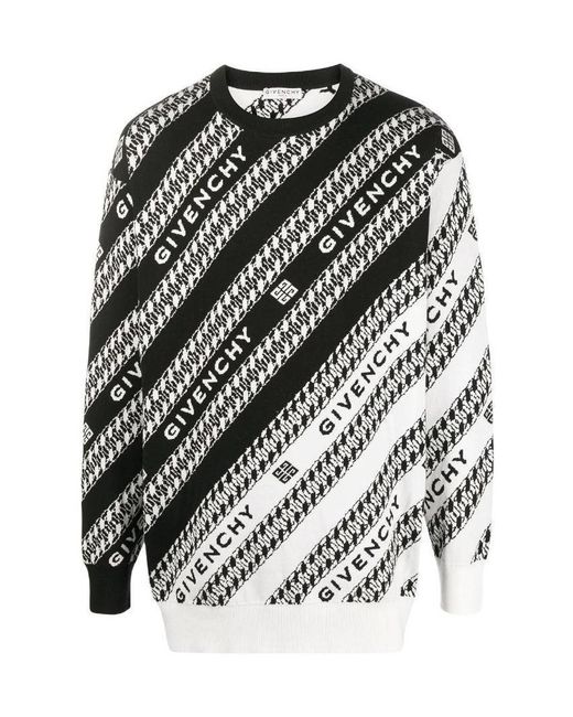 Givenchy White Chain Logo-Print Knitted Jumper for men