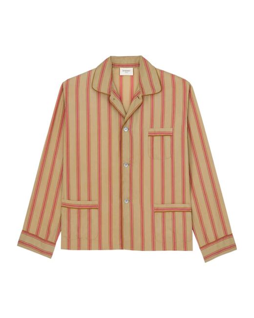Saint Laurent Brown Striped Button-Up Pajama Top for men