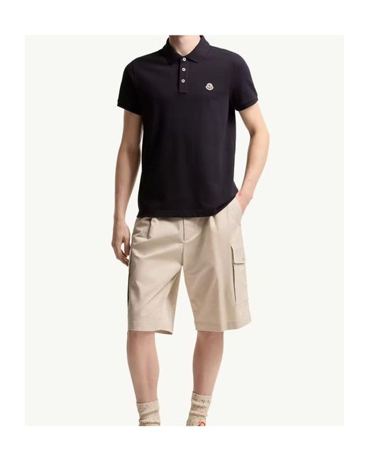Moncler Black Logo Patch Short-Sleeved Polo Shirt for men