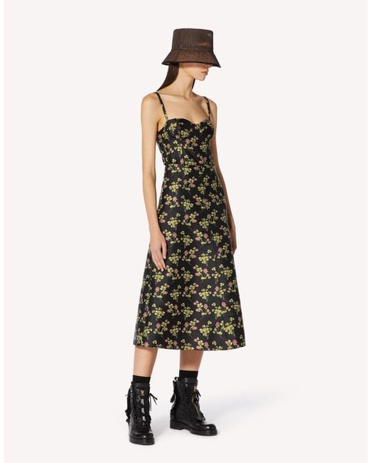 RED Valentino Black Three-Leaf Brocade With Corset