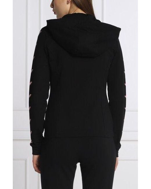 EA7 Black Logo Hooded Casual Coat