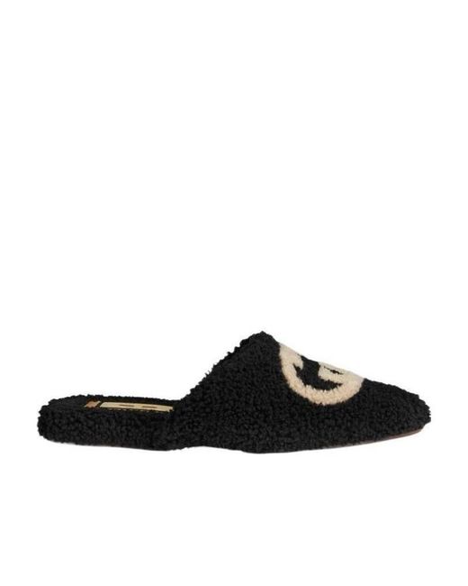 Gucci Black Interlocking-G Textured Slippers for men