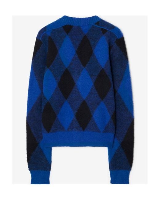 Burberry Blue Argyle Button-Up Knitted Cardigan for men
