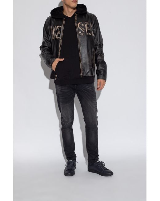 DIESEL Black S-Athene Logo-Embossed Sneakers for men