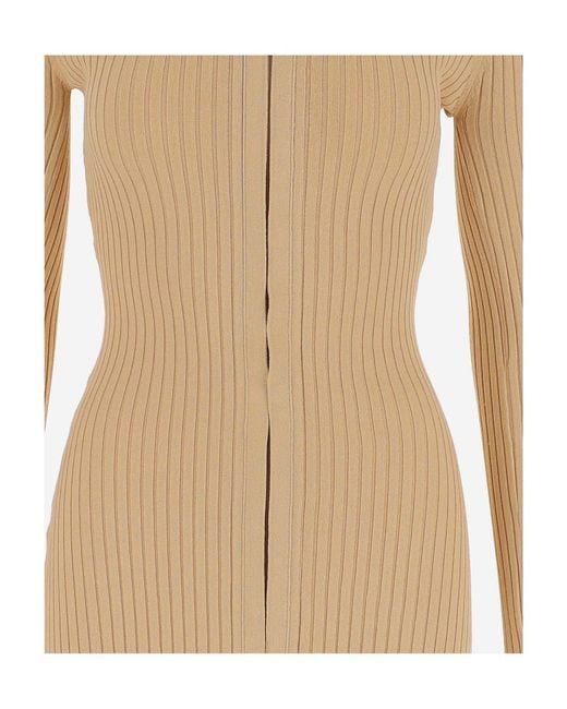 Nanushka Natural Mardi Rib-Knit Zipped Cardigan
