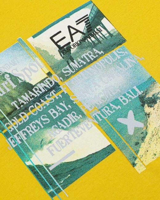EA7 Yellow Logo Printed T-Shirt for men