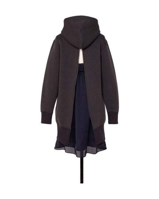 Sacai Blue Drawstring Layered Hoodie