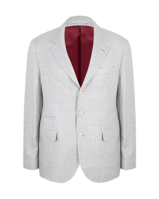 Brunello Cucinelli White Single-Breasted Suit Jacket for men