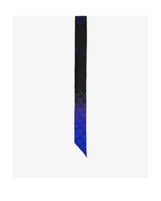 Burberry Blue Logo-Print Silk Scarf for men