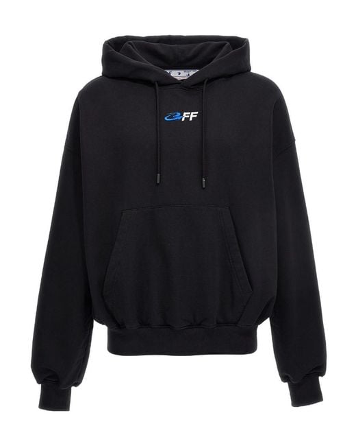 Off-White c/o Virgil Abloh Blue Graphic-Print Cotton Hoodie for men