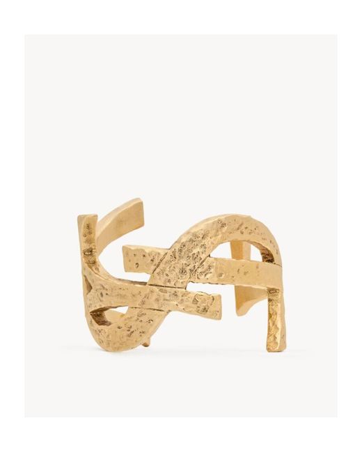 Saint Laurent Metallic Cassandre Twisted Cuff