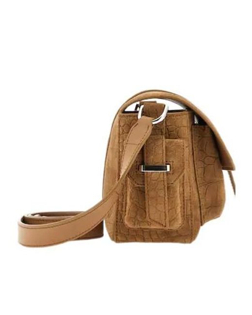 Hogan Brown Embossed Small Flap Shoulder Bag