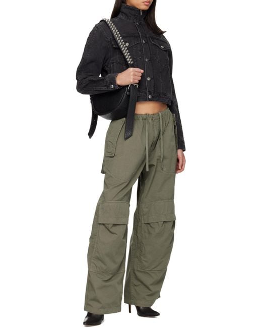 Alexander Wang Green Mid-Rise Drawstring Cargo Pants