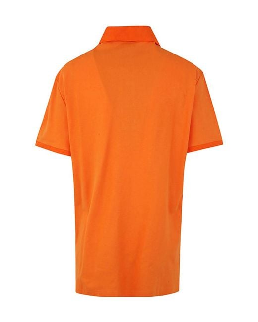 Etro Orange Logo Embroidered Short Sleeved Polo Shirt for men