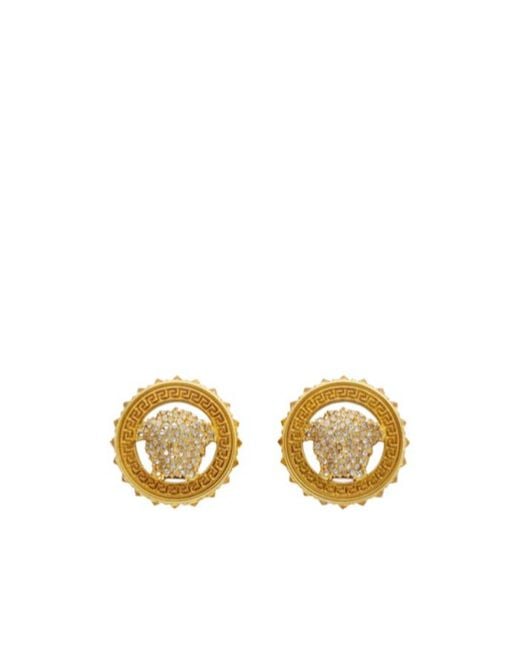 Versace Metallic Medusa Embellished Earrings