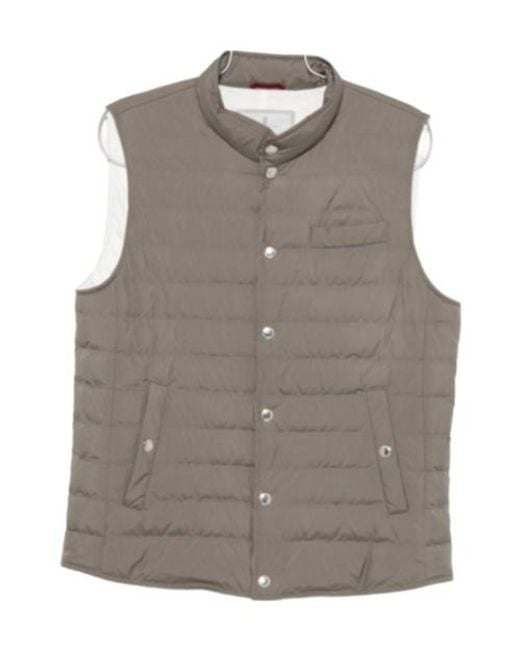 Brunello Cucinelli Gray Quilted Sleeveless Gilet for men