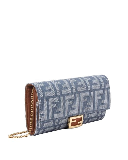 Fendi Gray Continental With Chain Baguette Wallet
