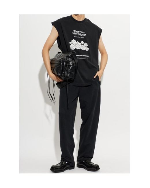Vetements Black Graphic Printed Sleeveless T-Shirt for men