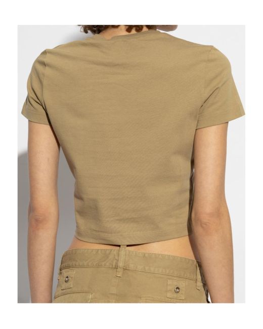 DSquared² Natural Icon Printed Cropped T-Shirt