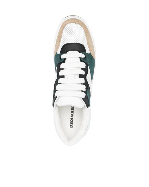 DSquared² White Panelled Lace-Up Sneakers for men