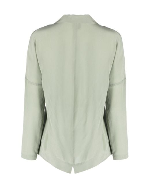 Alysi Green Tied-Waist Single-Breasted Silk Blazer
