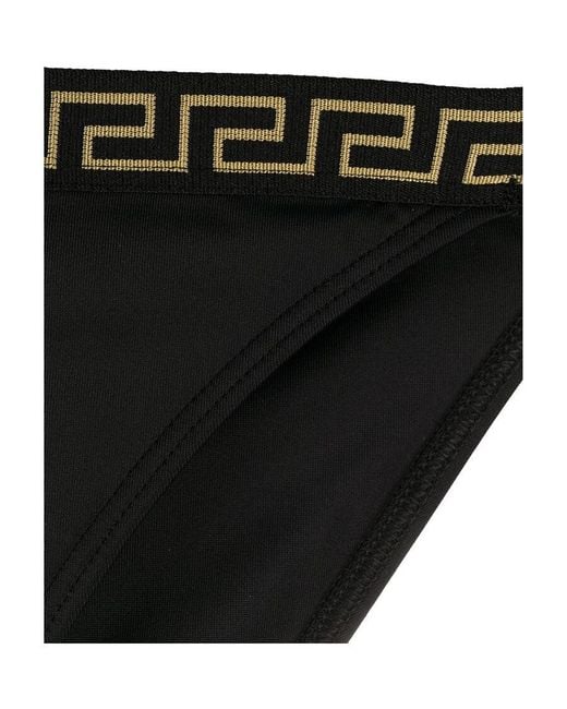 Versace Black Greca Trim Bikini Bottoms