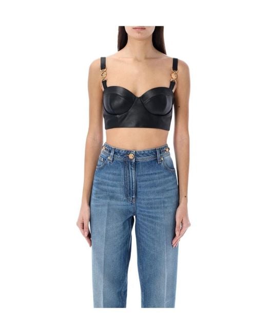 Versace Blue Medusa Hardware Straps Bustier