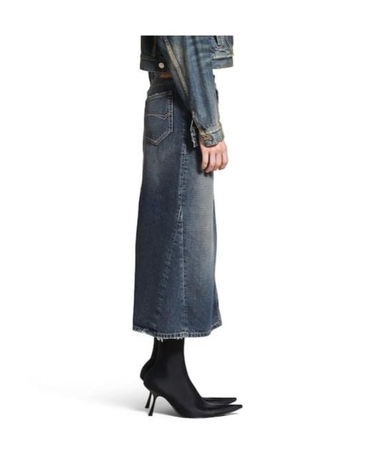 Balenciaga Blue Denim Midi Skirt